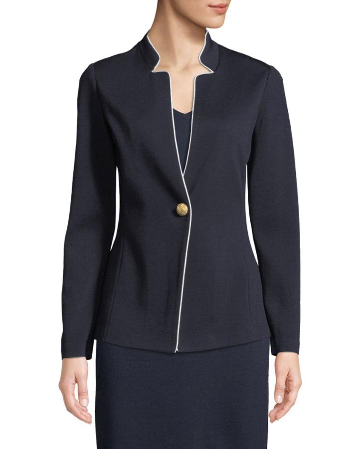 Milano-knit Piped Blazer Jacket