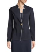 Milano-knit Piped Blazer Jacket