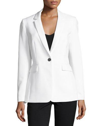 Double-face One-button Jacket, White
