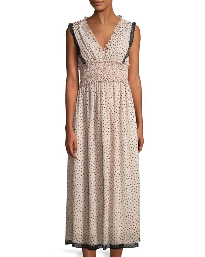 Polka Dot Smocked-waist