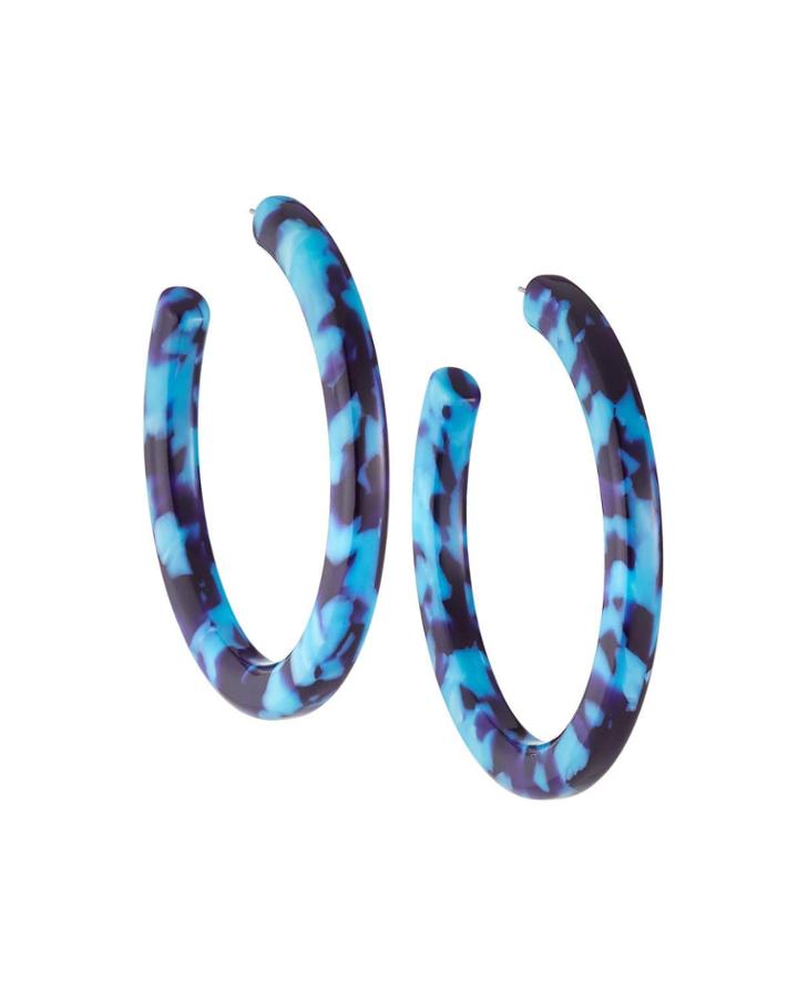 Oversized Broadway Hoop Earrings, Blue