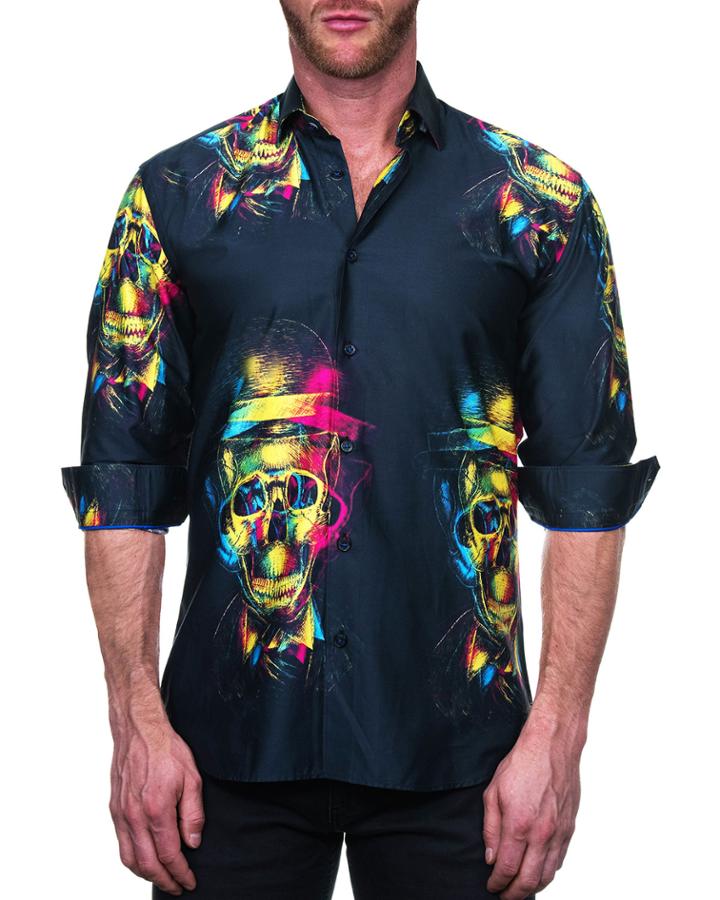Men's Fibonacci Shaped Sport Shirt - Skull Hat Black