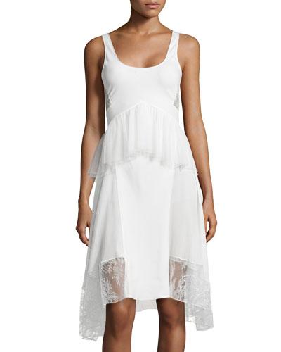 Tulle/lace Peplum Tank Dress, Ivory