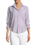 Barry Striped Button-front Cotton