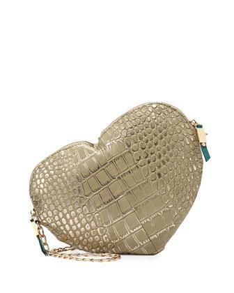 Deux Lux Essex Heart-shaped Croc-print Crossbody, Sand