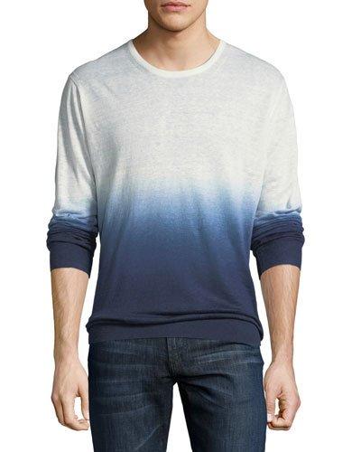 Crewneck Ombre Sweater, White/blue