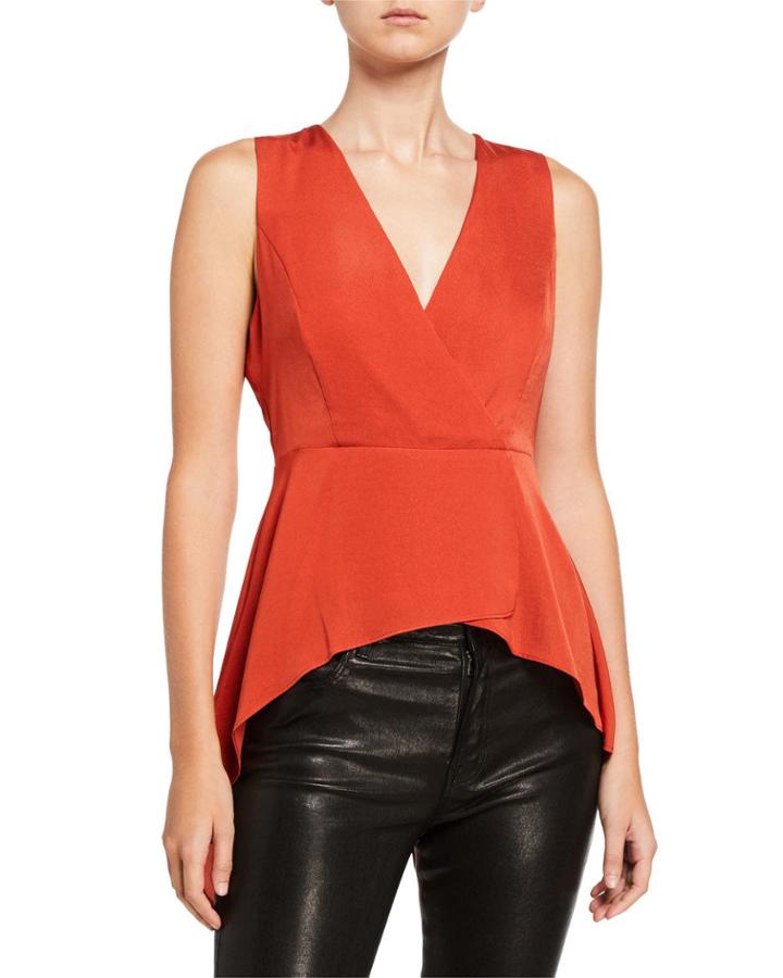 Faux-wrap Peplum Top