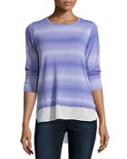 Ombre Tee With Georgette Hem, Iris
