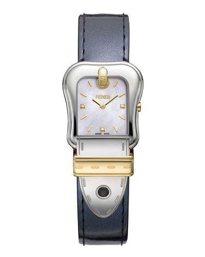 43mm B. Fendi Diamond Buckle Watch, Two-tone