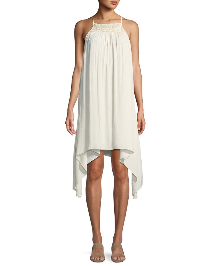 Smocked High-neck Sleeveless Dress