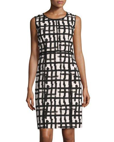 Mariana Grid-print Dress, White