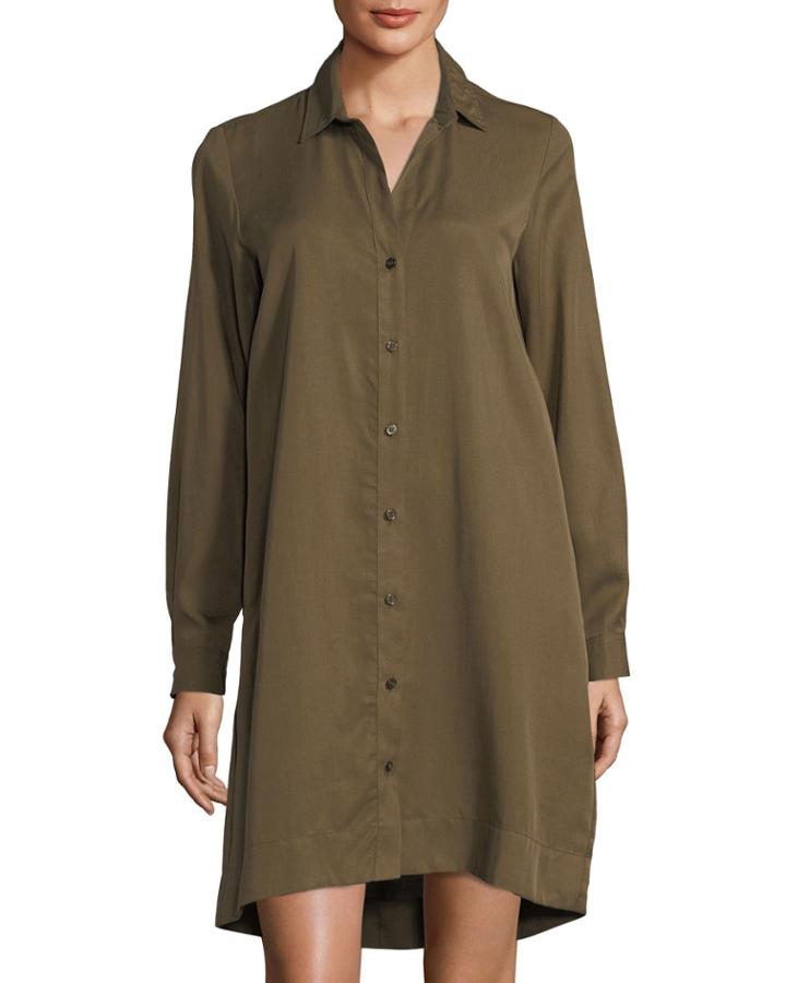 Shirtdress W/lace-up Back, Olive