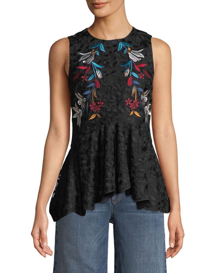 Duncan Embroidered-lace Peplum Blouse
