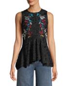 Duncan Embroidered-lace Peplum Blouse
