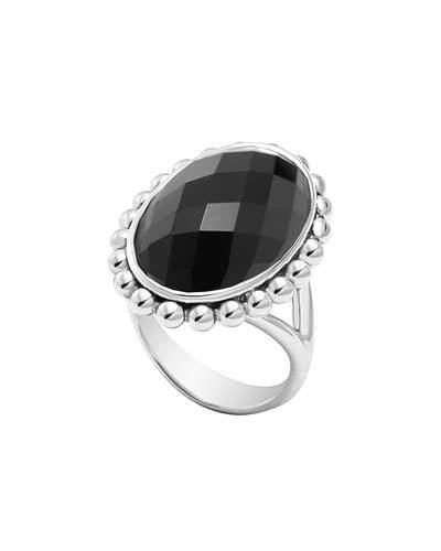 Maya Silver Oval Onyx Ring,