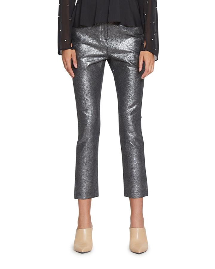 Leo Cropped Metallic Skinny Ankle Pants
