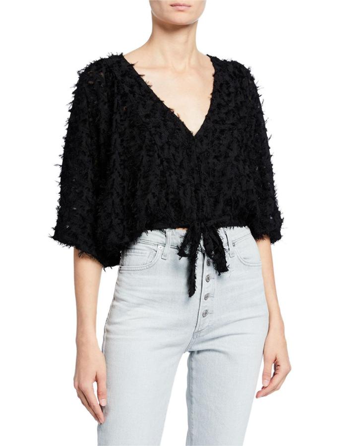 Cecily Fringe Tie-front Top