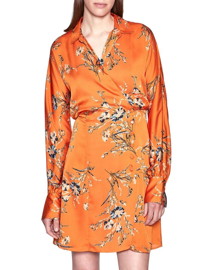 Harmon Floral Long-sleeve Wrap Dress