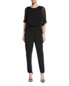 Doria Sheer-sleeve Jumpsuit