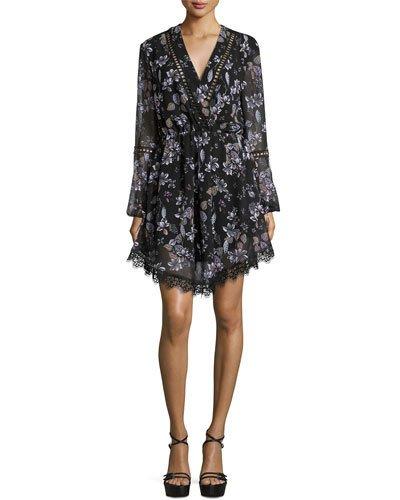 Lace-inset Floral-print Georgette