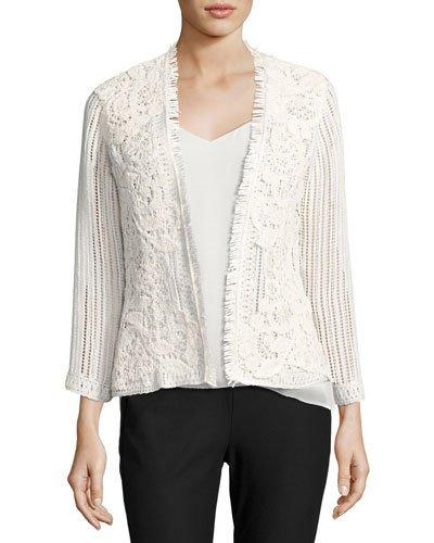 Taya Embroidered Cotton Eyelet Jacket, White