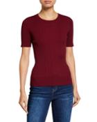 Lilia Ribbed Crewneck Short-sleeve Top