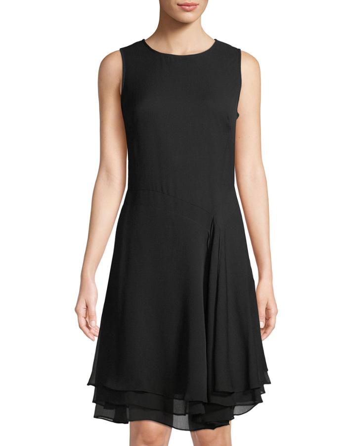 Curved-seam Ruffle-trimmed