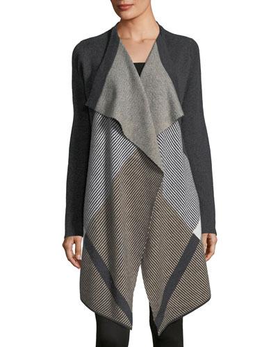 Geo-print Cascading Cardigan