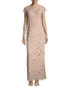 Short-sleeve Beaded Gown,