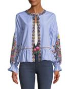 Embroidered Tie-neck Topper Jacket