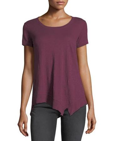 Short-sleeve Scoop-neck Tee W/unfinished Hem