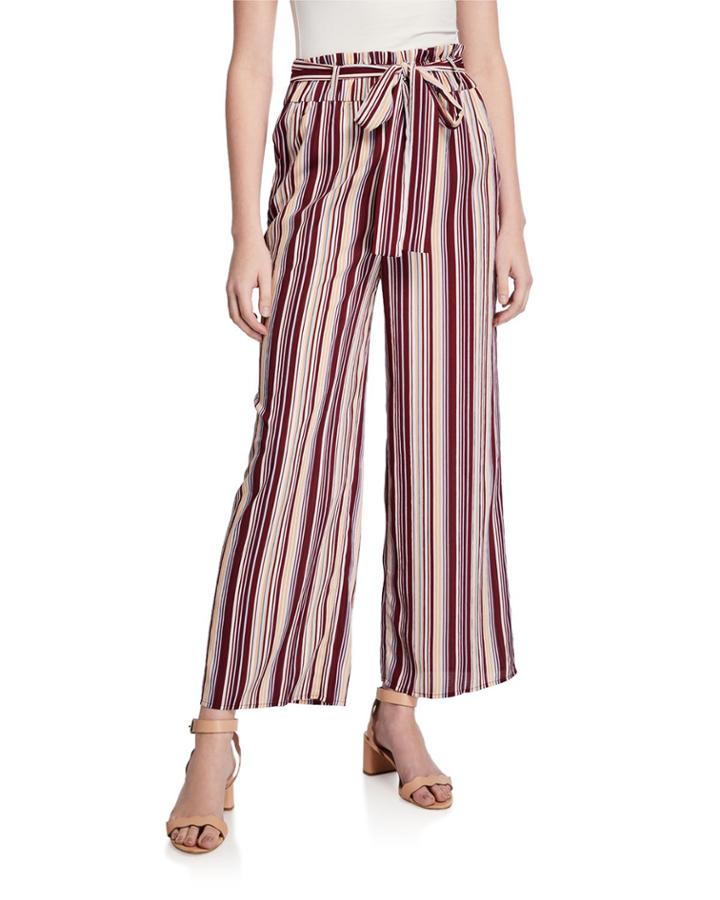 Stripe Print Wide-leg Pants
