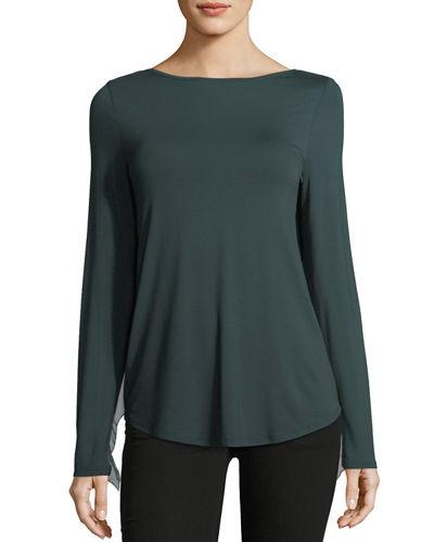 Ls Bt Nk W Chiffon Bk Flounc