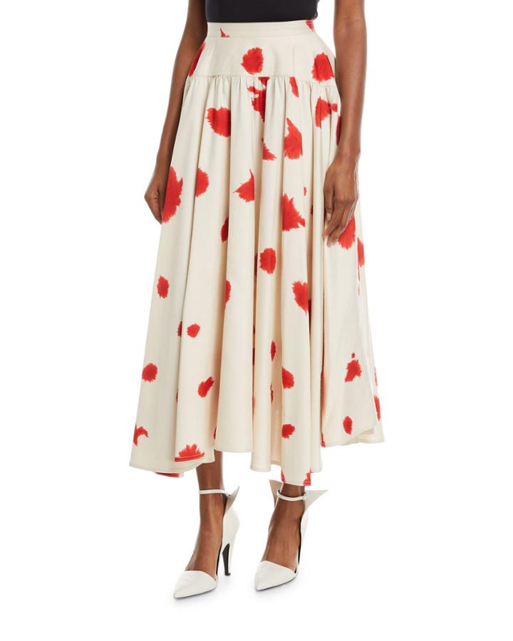 Silk Shantung Printed Flared