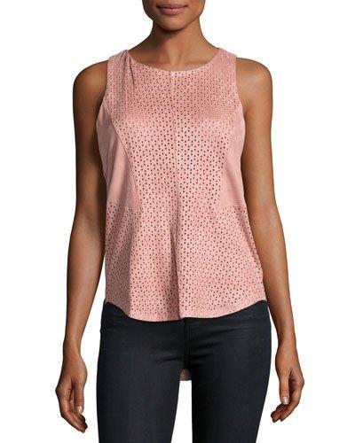 Perforated Faux-suede Tank, Indian Pink