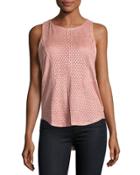 Perforated Faux-suede Tank, Indian Pink