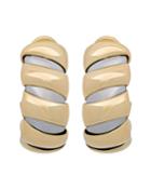 Estate 18k Yellow Gold And Stainless Steel Tubogas Large Hoop Earrings