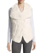 Rabbit Fur Knit-back Vest, Wine