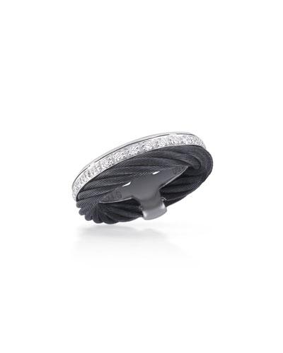 Micro-cable Pave Diamond Double-band Ring, Black,