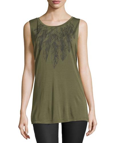 Feather Graphic Muscle Tank, Fatigue/black