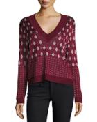 Fair Isle Pullover Sweater, Burgundy