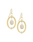18k Oval Diamond Drop Earrings