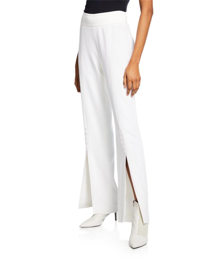 Deconstructed Satin Crepe Split-hem Pants