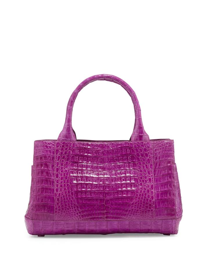 Nancy Gonzalez Crocodile Rectangle Tote Bag, Fuchsia, Women's, Pink