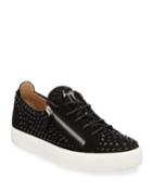 Men's Crystal-embellished Suede Double-zip