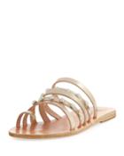Niki Pearly Studded Multi-strap Flat Sandals,