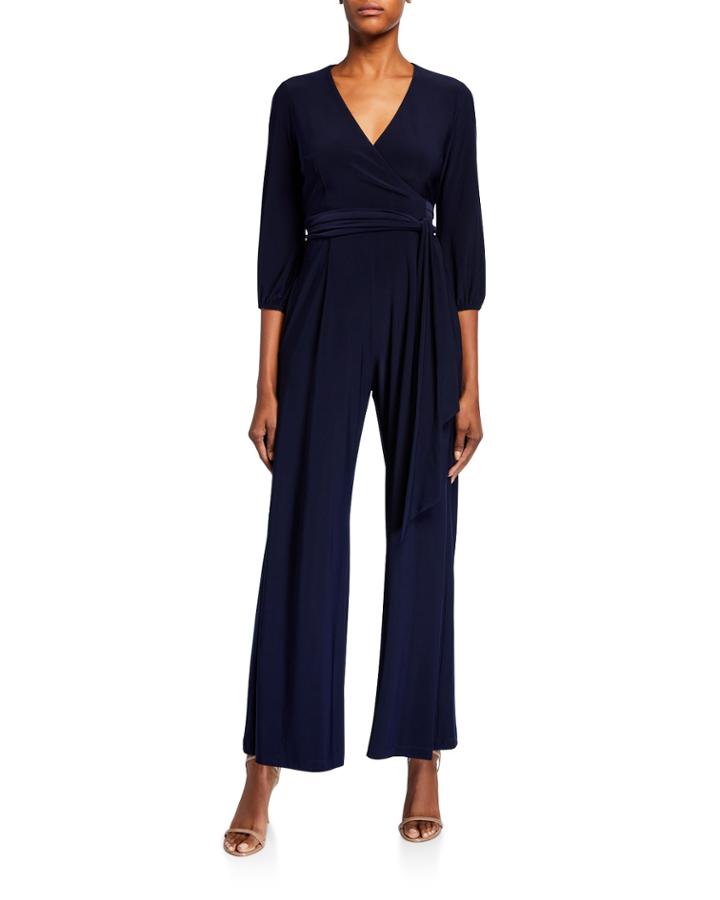 Tie Waist 3/4 Sleeve Jumpsuit