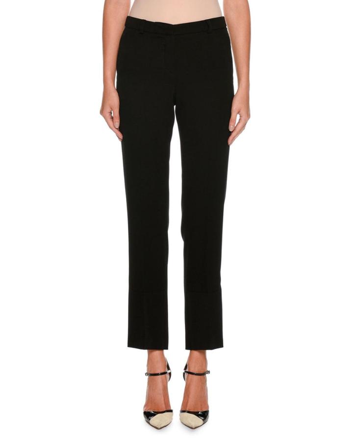 Straight-leg Crop Wool Pants W/