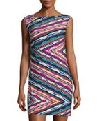 Abstract-print Boat-neck Shift Dress,