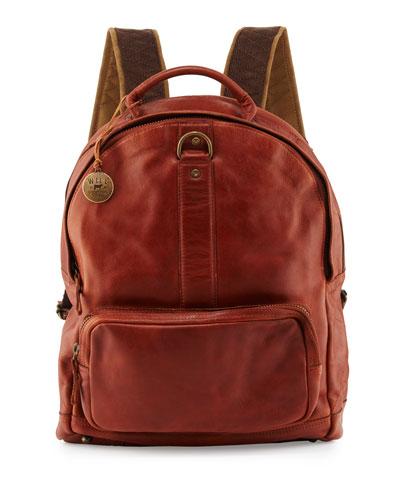 Felix Dome Leather Backpack, Cognac